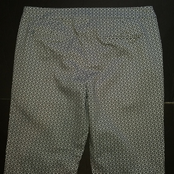 Donna Ricco Blue White  Geometric Print  Pants - Picture 5 of 6